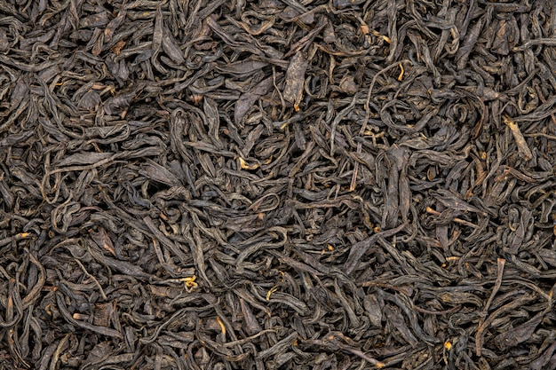 Lapsang souchong thee, close-up, macro.