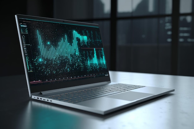 Laptop analytical data chart Generate Ai