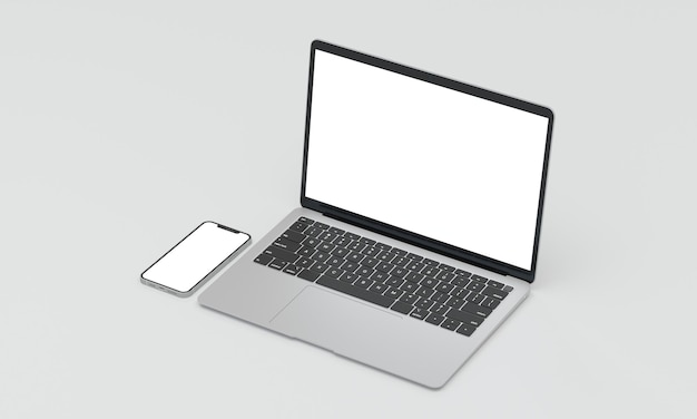 Фото Макет ноутбука и телефона, правый изометрический вид