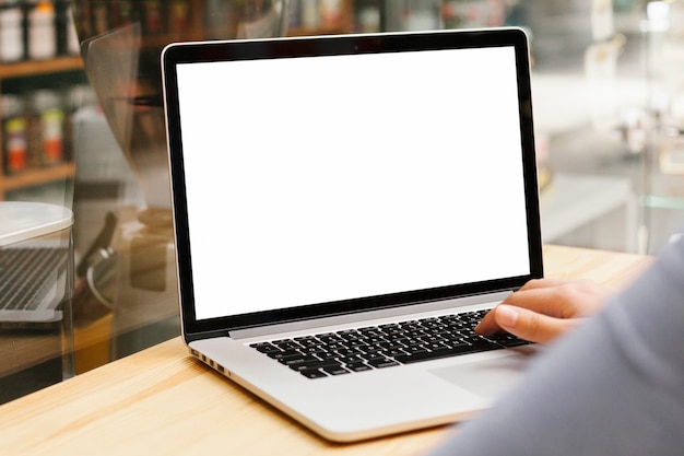 Laptop closeup with blank screen