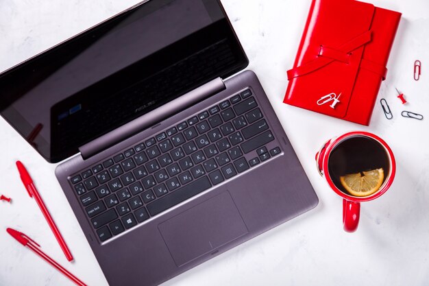 Laptop  and coffee  Cup Business Concept 