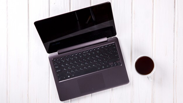 Laptop and coffee Cup 