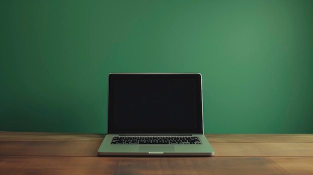 Laptop computer sitting on a wooden table