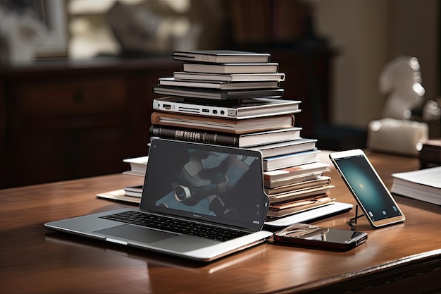 Laptop computer on a table