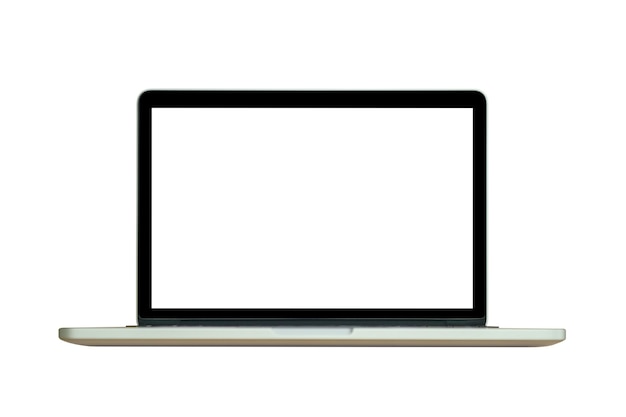 Laptop computer with blank screen isolated on white background