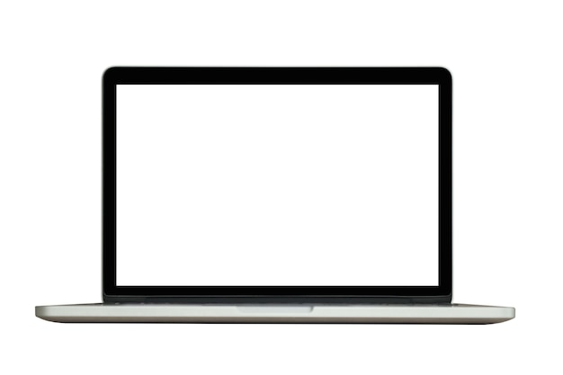 Laptop computer with blank screen isolated on white background