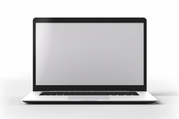 Photo a laptop computer with a blank screen on a white surface