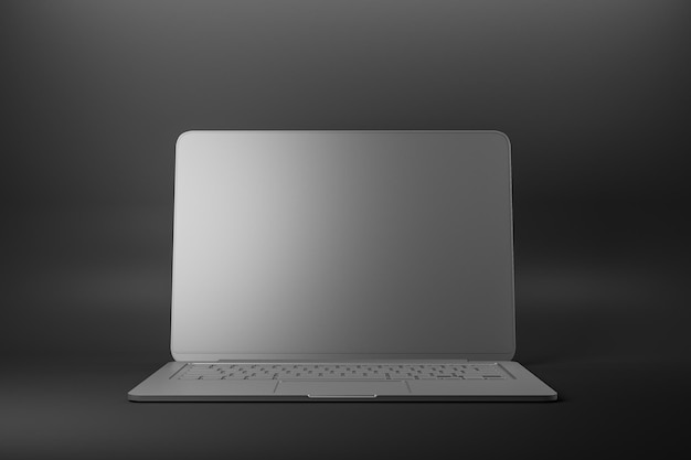 Laptop computer with blank white screen