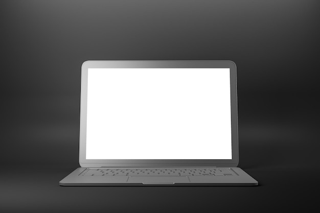 빈 흰색 화면이 노트북 컴퓨터