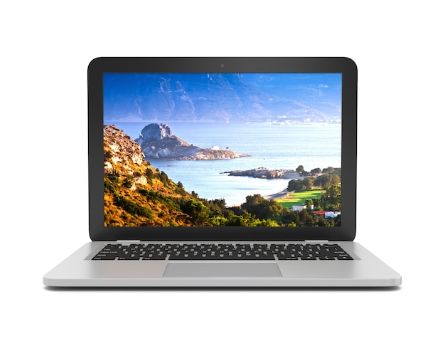 Laptop Computer with Scenery Spot on the Screen