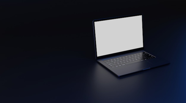 Photo laptop computer with white screen. 3d rendering.