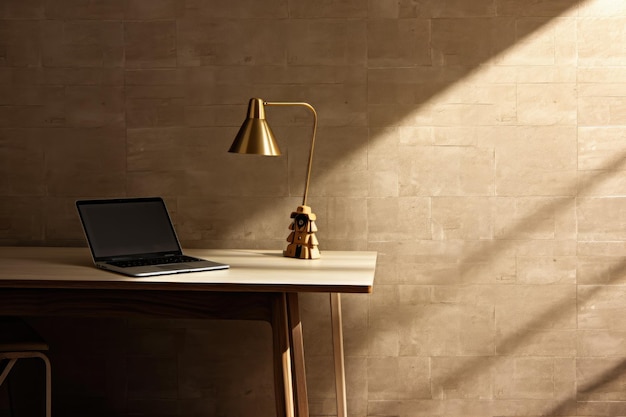 Photo laptop computer on a wooden desk