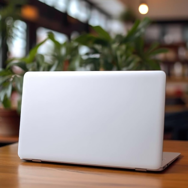 Laptop empty cover mock up on the table for your presentation