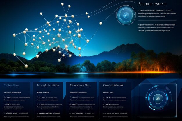 Laptop en achtergrondtechnologie modern ontwerp idee en concept vectorillustratie infografische sjabloon met EarthGraph Percentage Text 10100 Hoogwaardige foto