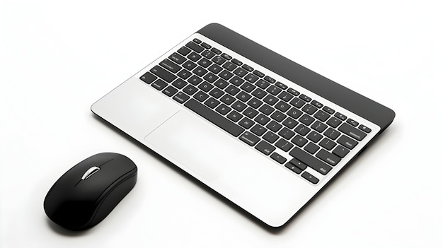 Laptop en draadloze muis een minimalistische setup
