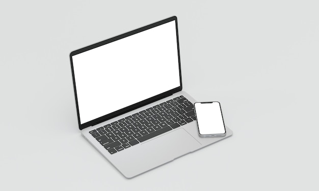 Laptop en telefoon mockup linker isometrische weergave