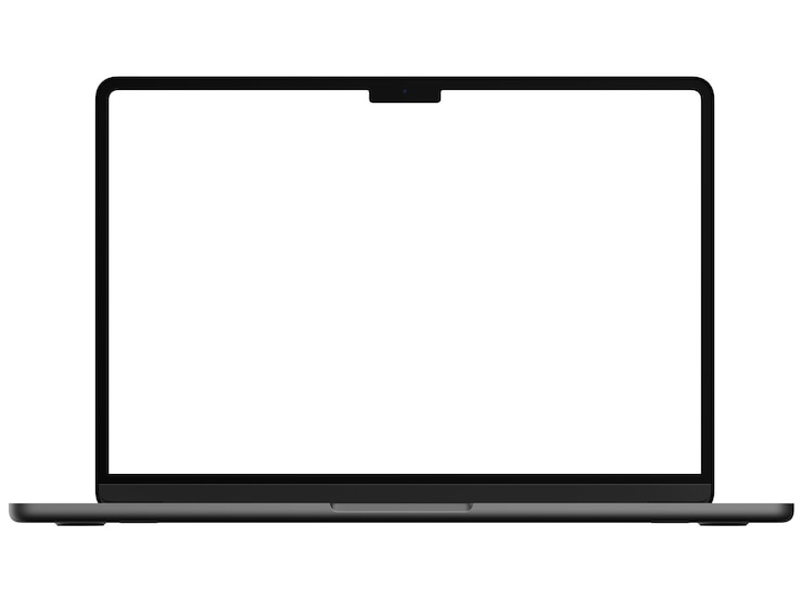 Foto laptop geïsoleerd scherm op lege achtergrond