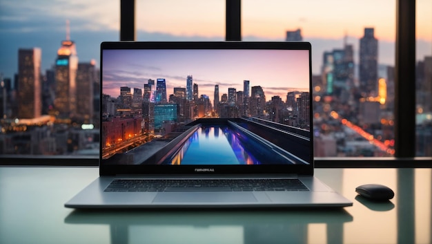 Laptop on Glass Table