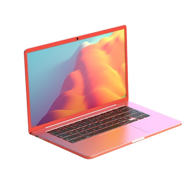 Laptop in trending kleurenpalet in 3D-stijl met generatieve AI