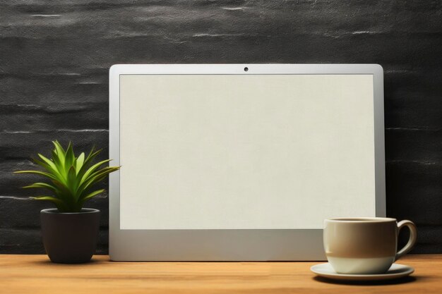 Laptop isolated mockup with white screen isolated on background