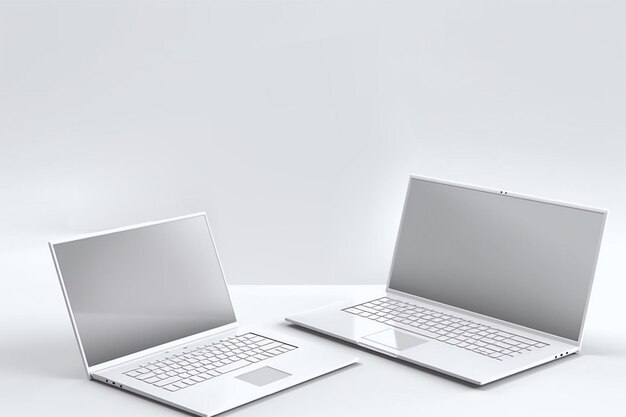 Laptop Isolated on White Ai generative