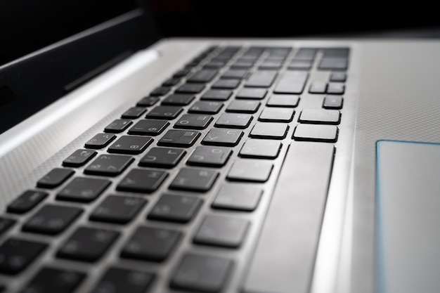 Laptop keyboard closeup.