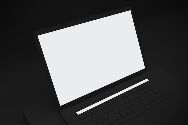 Laptop Left View Isolated In Black Background