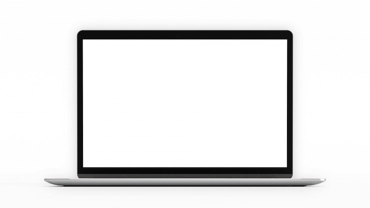 Foto laptop met een leeg scherm. computer mockup en uitknippad. 3d render.