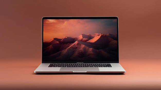 Laptop met een minimalistische productgegevenspagina met AI gegenereerd