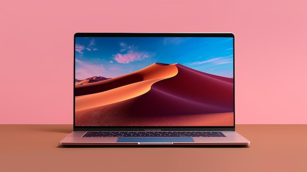 Laptop met een minimalistische productgegevenspagina met AI gegenereerd