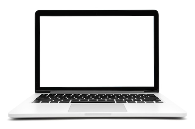 Laptop met leeg scherm geïsoleerd op een witte achtergrond