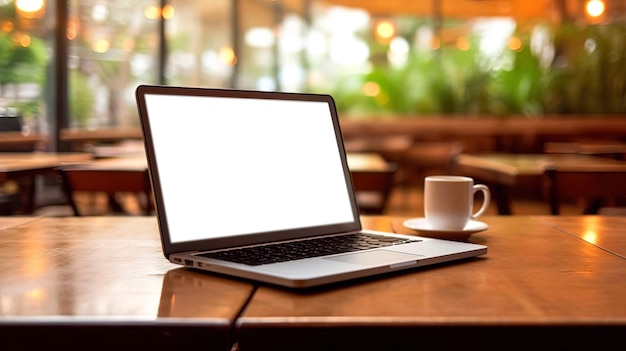 Laptop met leeg scherm op tafel werkruimte laptop met lege schermachtergrond