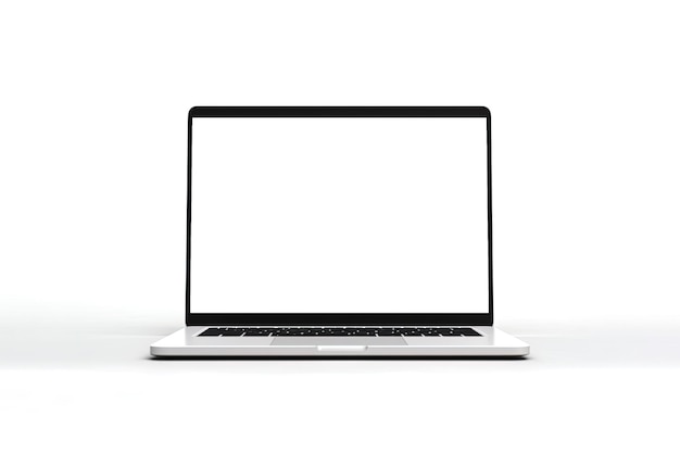 Laptop met wit leeg scherm geïsoleerd op een witte achtergrond
