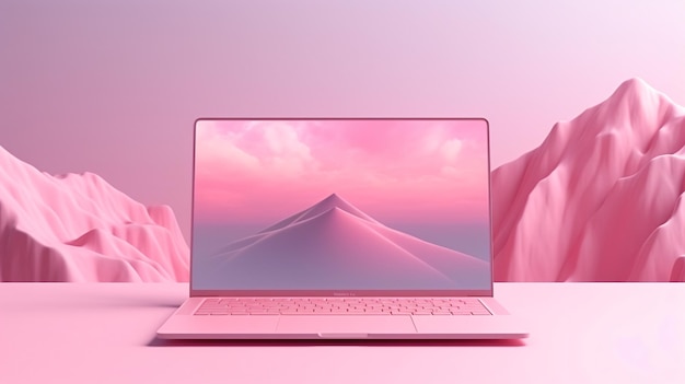 Laptop mockup background in modern minimal style