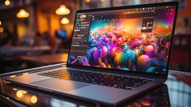 Foto laptop mockup hd 8k behang stock fotografisch beeld