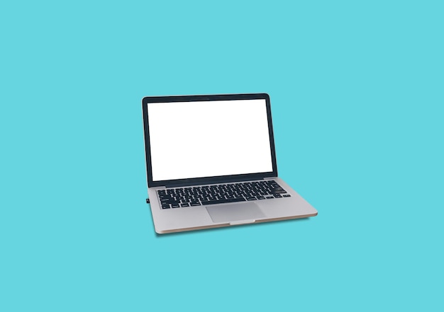 Laptop mockup isolated on blue background