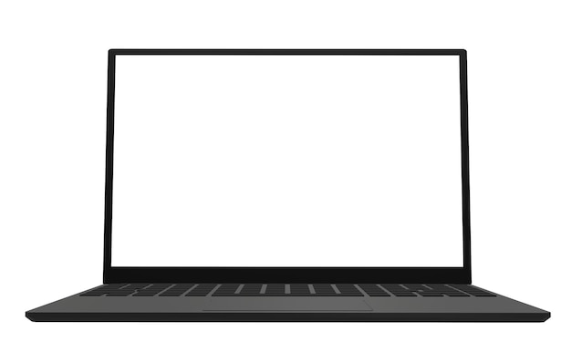 Photo laptop notebook computer front view 3d icon isolated on white background