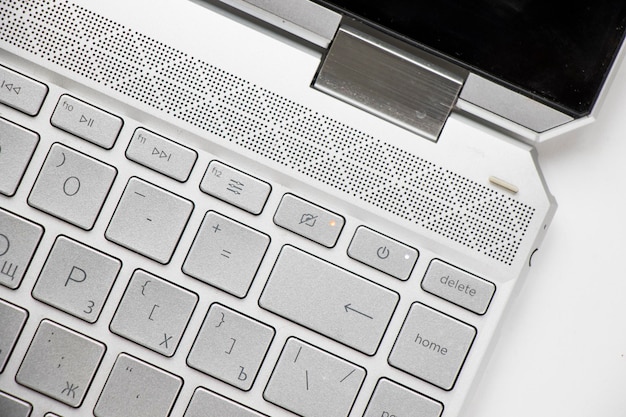 Laptop and notebook computer keyboard closeup texts keys