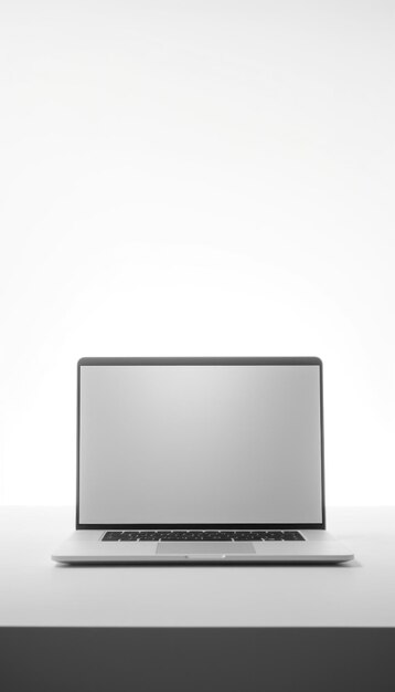 Photo laptop open on a white table
