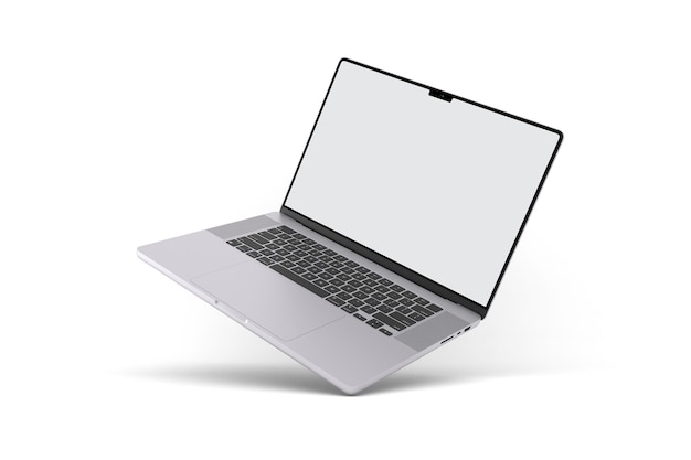 Laptop Right Side In White Background