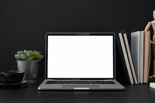 Laptop screen isolated on a desk in office