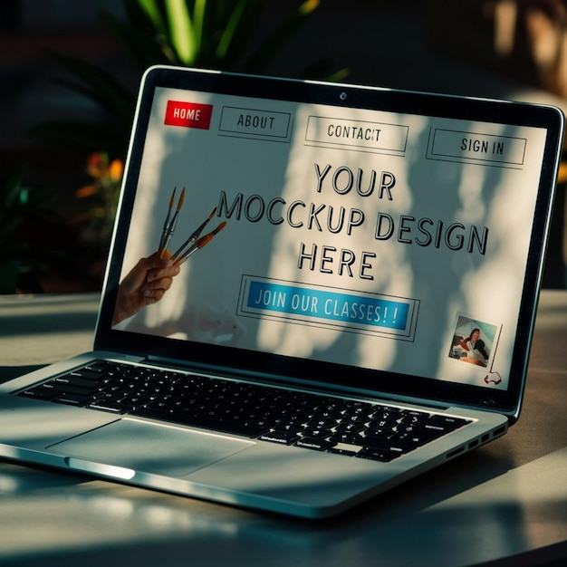 Photo a laptop screen that says your design design is on the screen