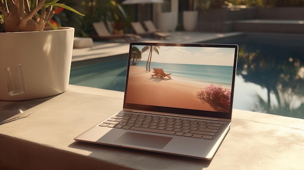 A laptop on a table