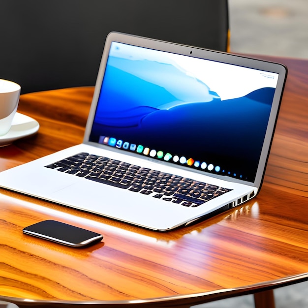 Laptop on a table