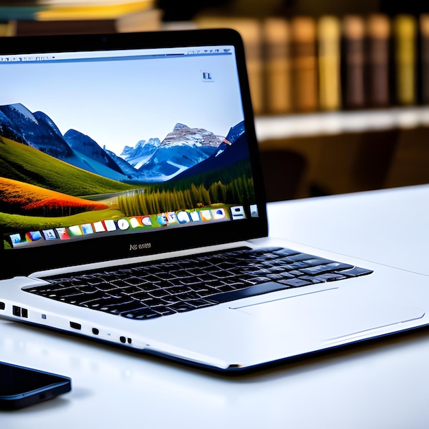 Laptop on a table