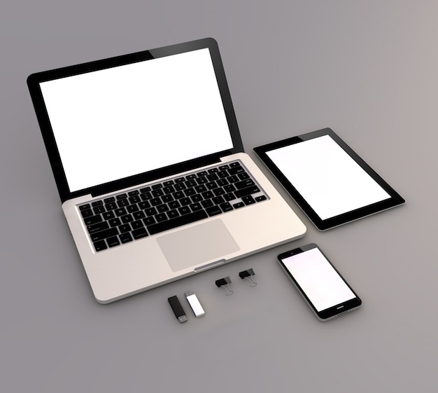 Foto laptop, tablet en smartphone