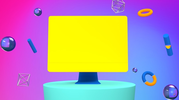 Laptop tweekleurige achtergrond mock