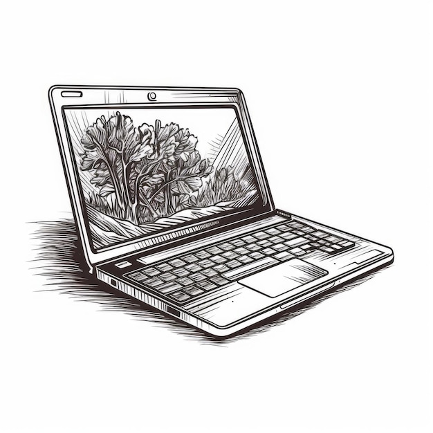 Foto illustrazione vettoriale del computer portatile per la maglietta disegnata in adobe illustrator