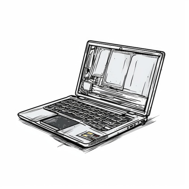 laptop vectorillustratie voor t-shirt getekend in adobe illustrator