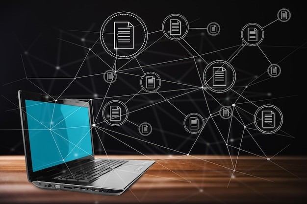 Laptop and virtual network with files